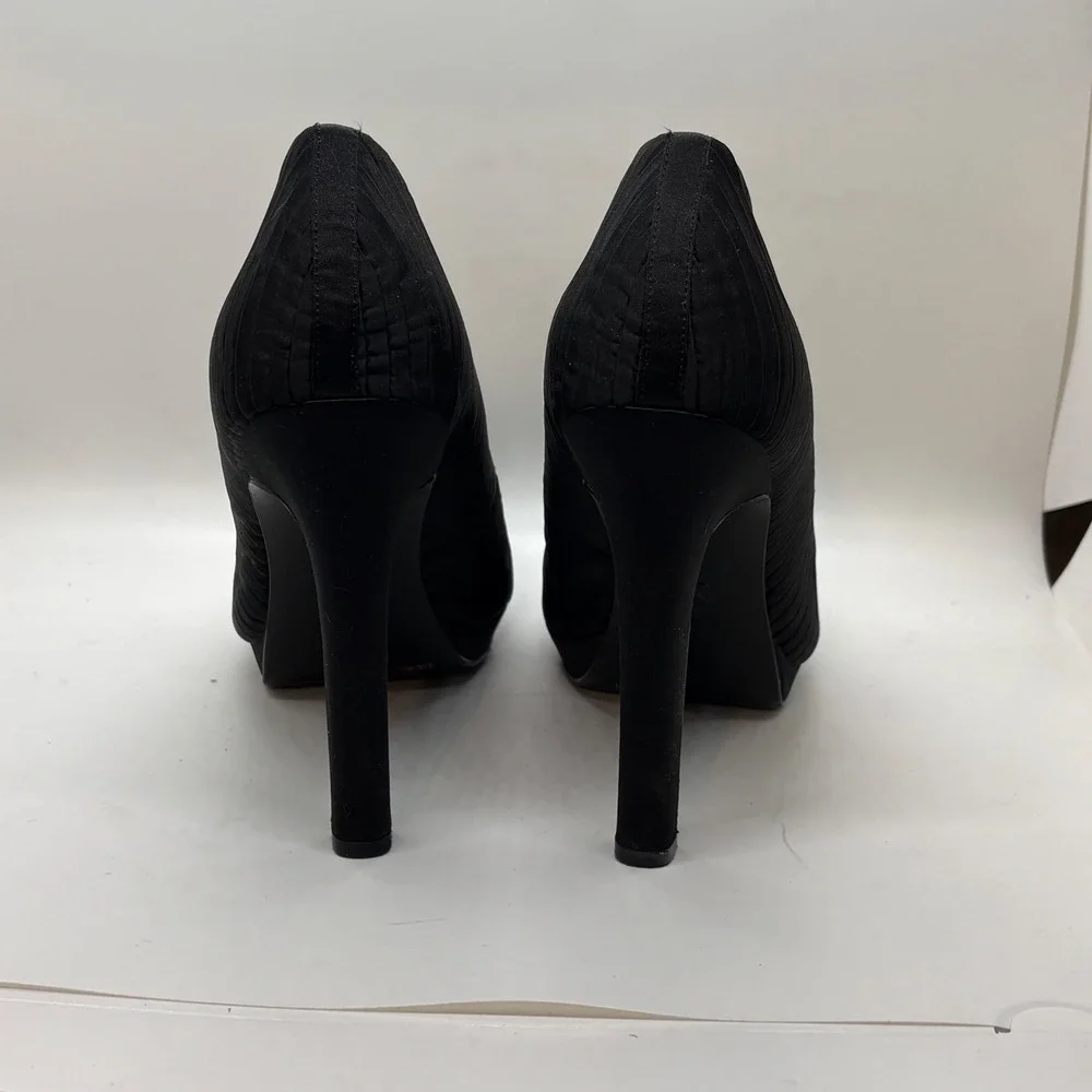 Jessica Simpson Black Pleated Peep Toe Platform Pumps Heels Womens 8.5B 38.5